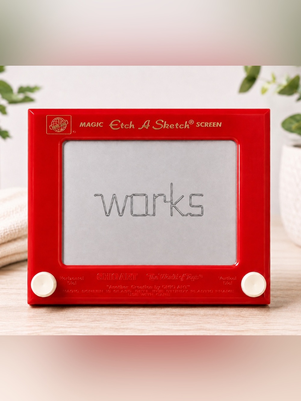 Vintage Ohio Art Etch A Sketch Magic Screen Red Frame Classic 80’s Toy – Works